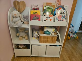 Mueble organizador infantil blanco y madera