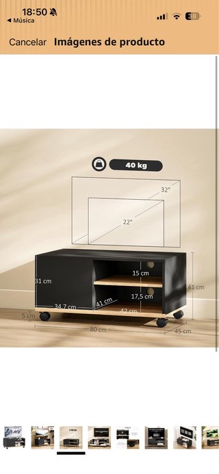 Mueble TV moderno negro y madera