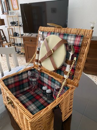 Cestino da picnic in vimini e pelle