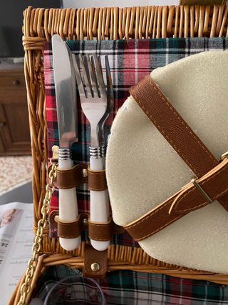 Cestino da picnic in vimini e pelle