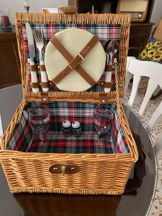 Cestino da picnic in vimini e pelle