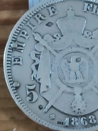 Cortapuros ELOI PERNET 5 Francos 1868 plata 800
