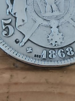 Cortapuros ELOI PERNET 5 Francos 1868 plata 800