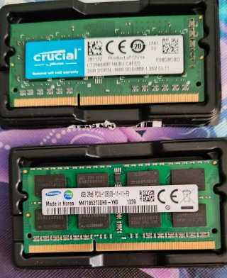 2x Memorias RAM SO-DIMM DDR3L Crucial/Samsung