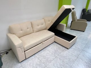 Sofá Cama Beige con Arcón