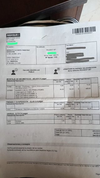 4 Neumáticos comprados en abril con Llantas y Rued