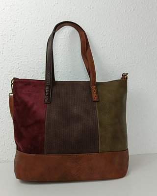 Bolso Piel Antelina Tricolor Bandolera
