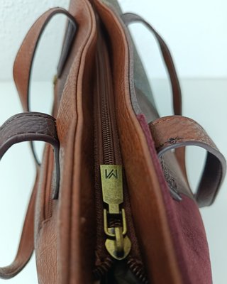 Bolso Piel Antelina Tricolor Bandolera