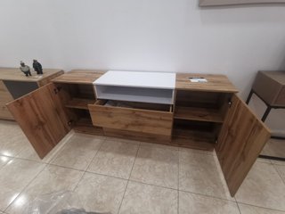 Mueble Buffet Madera y Metal Blanco/Beige