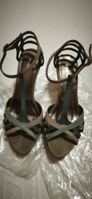 Sandalias tacón fino plataforma beige/teal
