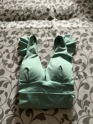 Bañador mujer verde volantes