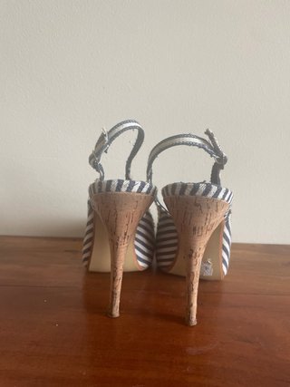 Sandalias de tacón Blanco rayas azul/blanco