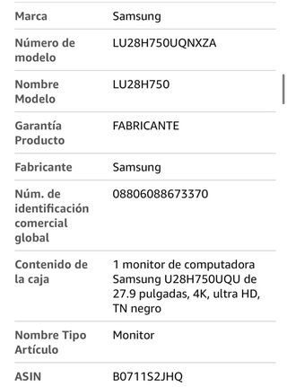Monitor Samsung LU28H750 28” 4K