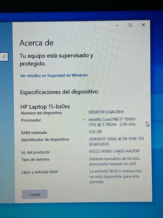 Portátil HP procesor i7
