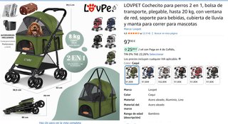 Cochecito para perros 2 en 1 hasta 20 kg plegable