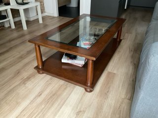 Mesa baja madera y cristal 124x69x41