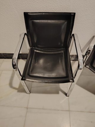 Pareja Sillones Vintage Piel y Metal