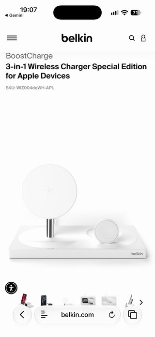 Cargador Belkin 3 en 1 Inalámbrico Apple