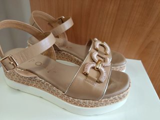 Sandalias REPO Piel Mujer Talla 38 Beige/Oro