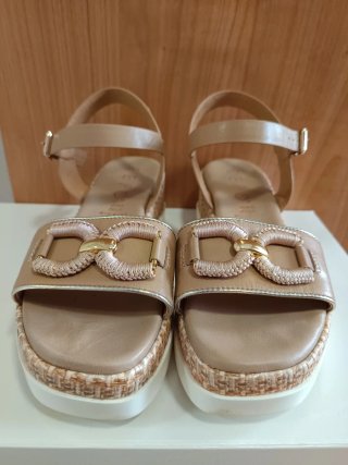 Sandalias REPO Piel Mujer Talla 38 Beige/Oro