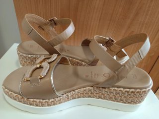 Sandalias REPO Piel Mujer Talla 38 Beige/Oro