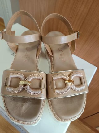 Sandalias REPO Piel Mujer Talla 38 Beige/Oro
