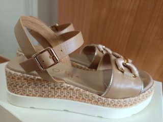 Sandalias REPO Piel Mujer Talla 38 Beige/Oro
