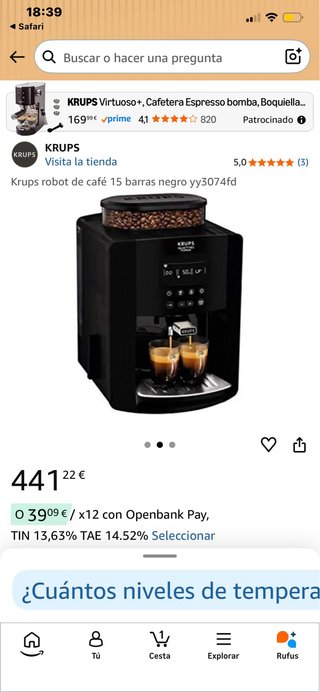 Cafetera Krups Negra