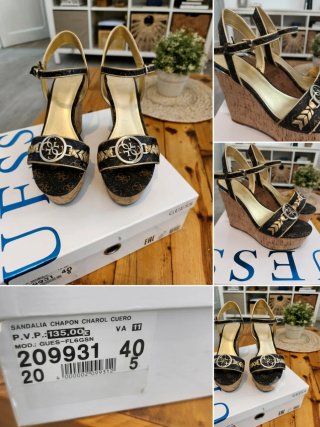 Sandalias Guess Cuña Charol Talla 40