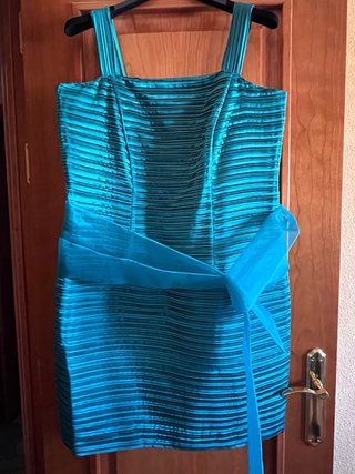 Vestido fiesta azul con chaqueta