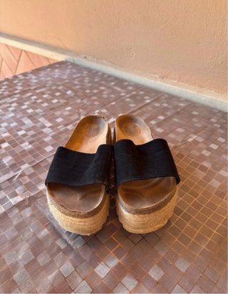 Sandalias plataforma yute negras
