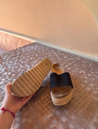 Sandalias plataforma yute negras