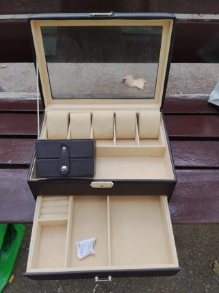 Relojero Joyero Marrón con Cajón