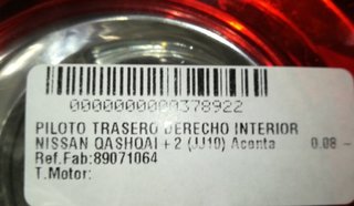 Nissan 378922 89071064 piloto qashqai / qashqai +2