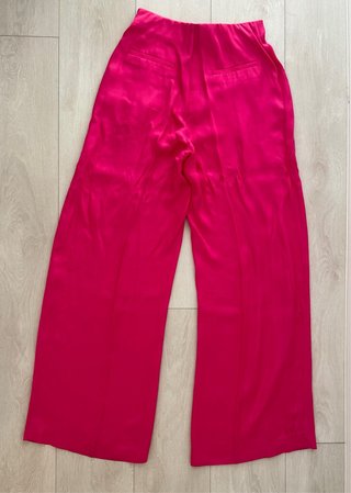 Pantalón Palazzo Satén Rosa Fucsia
