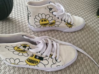 Botas DC Shoes Lona Flores Blancas y Amarillas