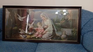 Una preciosidad de cuadro antiguo religioso Virgen