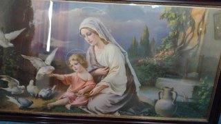 Una preciosidad de cuadro antiguo religioso Virgen