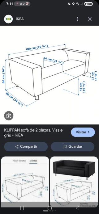Sofá Polipiel Negro Ikea