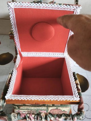 2 Caja de costura vintage con asa