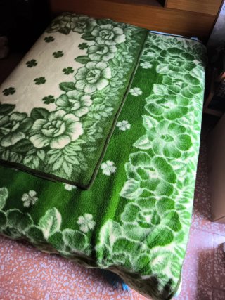 Lote 3 mantas de flores beige y verde