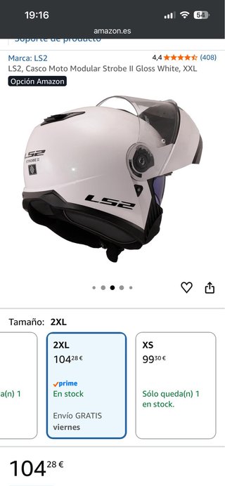 NUEVO Casco Moto Modular LS2 Strobe II Blanco XXL