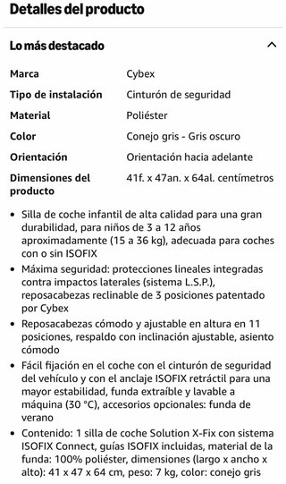 Cybex Solution X-Fix Silla Coche Gris