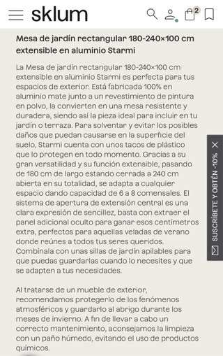 Mesa extensible exterior gris