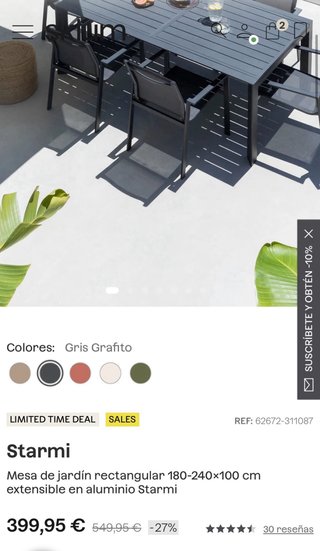 Mesa extensible exterior gris
