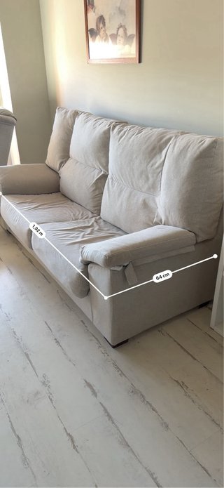 Sofá 192x64cm Gris tela