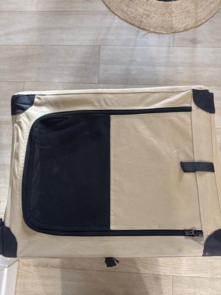 Transportín para mascotas beige y negro