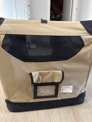 Transportín para mascotas beige y negro