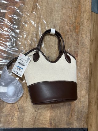 Bolso Zara Beige y Marrón Nuevo con Etiqueta