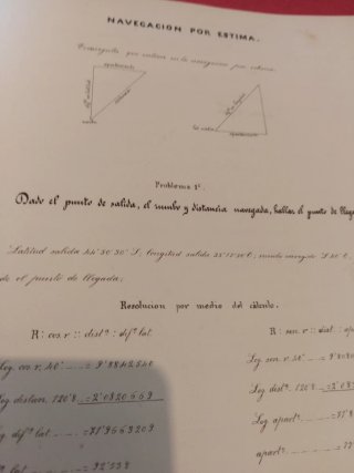 Cuaderno manuscrito estudios náuticos  siglo. XIX